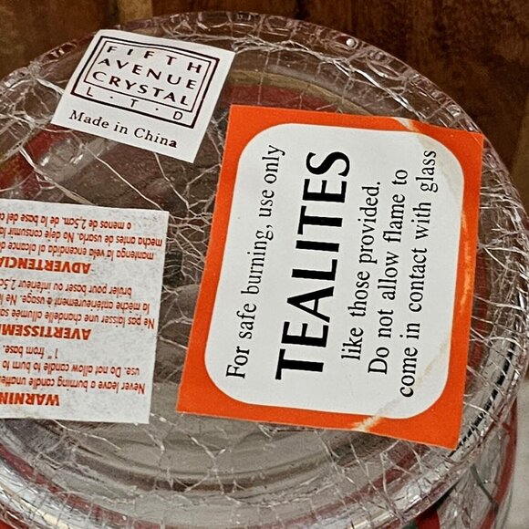 Fifth Avenue Crystal Mistletoe Hurricane Candle Holder 6" tealight votive New - Picture 7 of 15